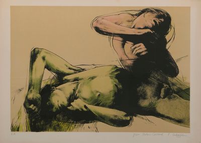 an image of a drawing of a nude woman laying on her stomach