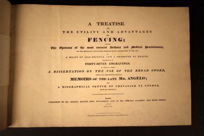 "ANGELO (Henry). A Treatise on the Utility and Advantages of…