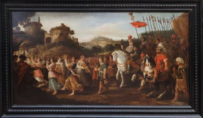 an image of a painting of a group of people on horseback