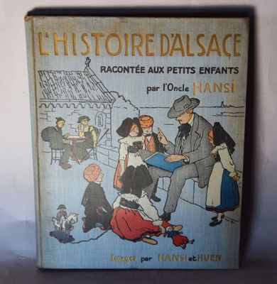 un vieux livre pour enfants avec l'illustration d'un homme et de deux enfants