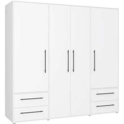 1 Armoire - Modèle : MOKKARIS - Blanc mat - 4 portes battant…