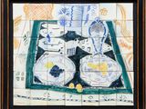painting of a painting of a plate of food on a table