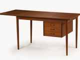 an image of a wooden desk with two drawers and a drawer underneath it