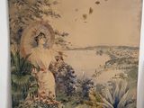 a picture of a painting of a woman holding an umbrella