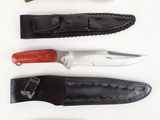 several different types of knives are lined up on a white surface