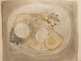 an image of a drawing of a plate of food on a table