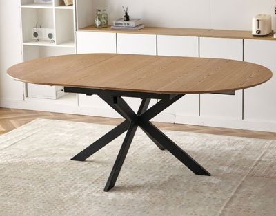 Table à manger extensible - VENTER,couleur bois et pieds en …