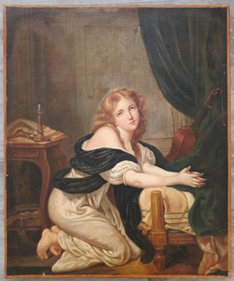 une image d'un tableau représentant une femme assise sur une chaise