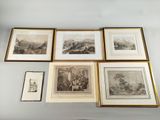 plusieurs photos encadrées représentant divers paysages et animaux, accrochées au mur