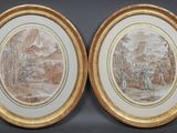 pair of 19th century french hand painted oval picture frames