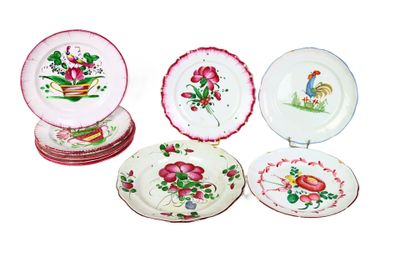 five plates with different designs on them on a white surface