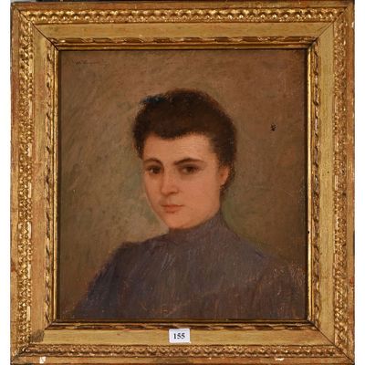 Portrait d'une jeune femme en robe bleue, par [auteur]