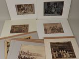several old black and white photographs of people in a group