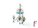 an image of a chandelier with blue glass drops hanging from it