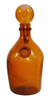 BOUTEILLE de section carrée en verre soufflé, bullé e…