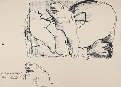 dessin représentant deux chats allongés côte à côte sur un lit