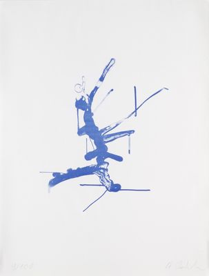 drawing of a skier in mid air with skis and poles