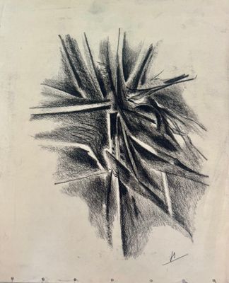 dessin au crayon représentant une croix faite de bâtonnets sur une feuille de papier