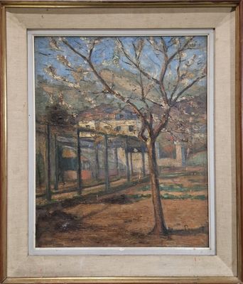 Jean PERRET (1910-2003) Vue d'une propriété et serre