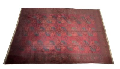 AFGHANISTAN Turkmen Grand tapis en laine, nouée à la main su…