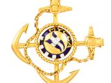 une image représentant une ancre dorée et bleue sur laquelle figure une croix