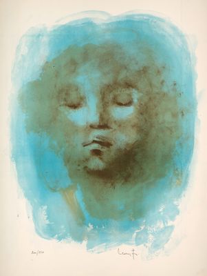 une image représentant un tableau représentant le visage d'une femme aux yeux fermés