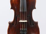 a close up of a violin with a bow on a white background