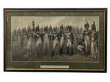 un tableau représentant un groupe d'hommes en uniforme debout les uns à côté des autres
