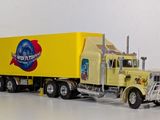 a yellow semi truck with a yellow trailer on it