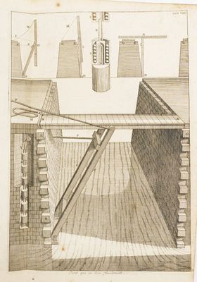 un vieux dessin d'un bâtiment surmonté d'une horloge