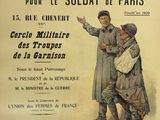 an old french poster of a man pointing at another man in a trench coat