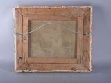 an old wooden picture frame with a wire hanging from it ' s sides