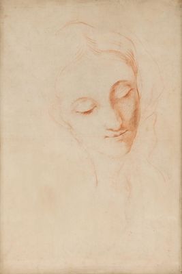 a drawing of a woman ' s head with her eyes closed