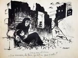 drawing of a woman sitting in a chair with a child