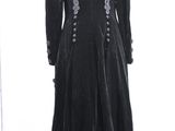 black velvet dress with silver embroidery and buttons on the back