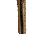 tall brown boots with black laces on the side