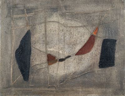un tableau représentant un bonhomme de neige avec un parapluie et un chapeau