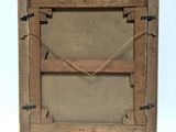 an old picture frame with a rope hanging from it ' s sides