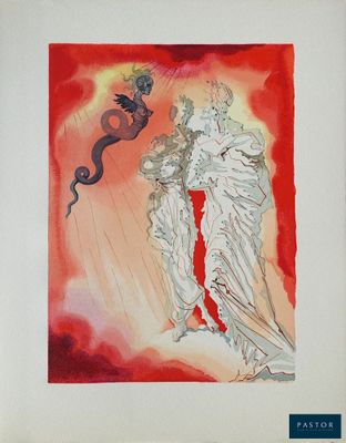 une image représentant un tableau où figurent une femme et un dragon