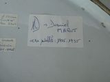 a close up of a plate with some writing on it
