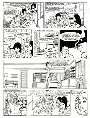 une bande dessinée en noir et blanc représentant une femme en train de parler à un homme