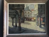 a picture of a painting of a street in a city