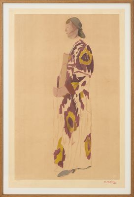 an image of a painting of a woman in a long dress