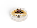 an image of a close up of a ring on a white surface