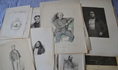 a lot of old books with pictures of people on them