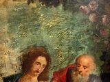 painting of a painting of a man with a beard and a woman holding a baby