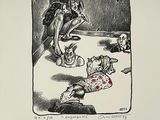 une image représentant un dessin d'un homme et d'une femme dans une cuisine