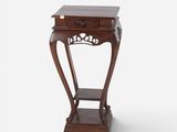 a small wooden table with a drawer on top of it