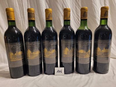 6 bouteilles CHÂTEAU VILLEGEORGES 1964 HAUT MEDOC, étiquette…