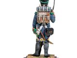 statue of a soldier with a sword and shield on a wooden base